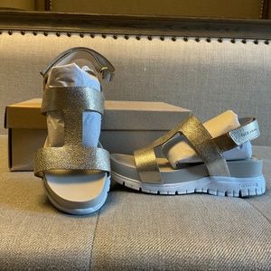 Cole Haan Zero Grand Metallic Leather Platform Sandal